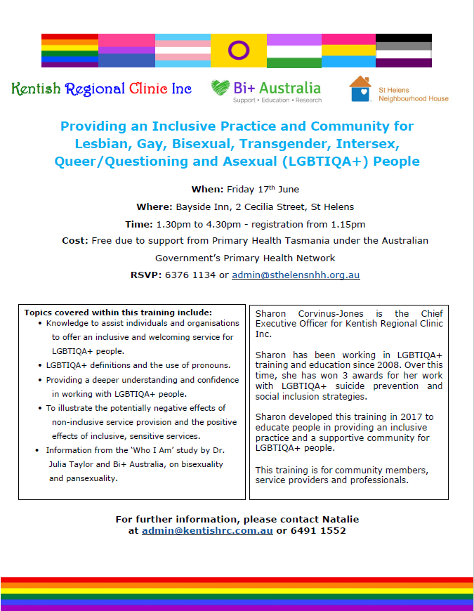 LGBTIQA+ 3hr Training St Helens June 2022