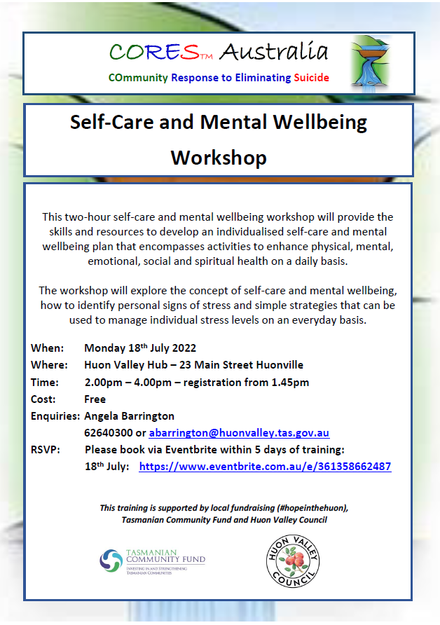 CORES Self-Care and Mental Wellbeing Huonville July