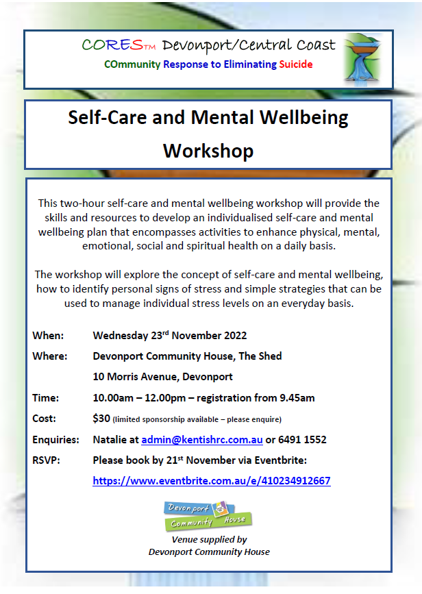 CORES Self-Care and Mental Wellbeing Devonport November