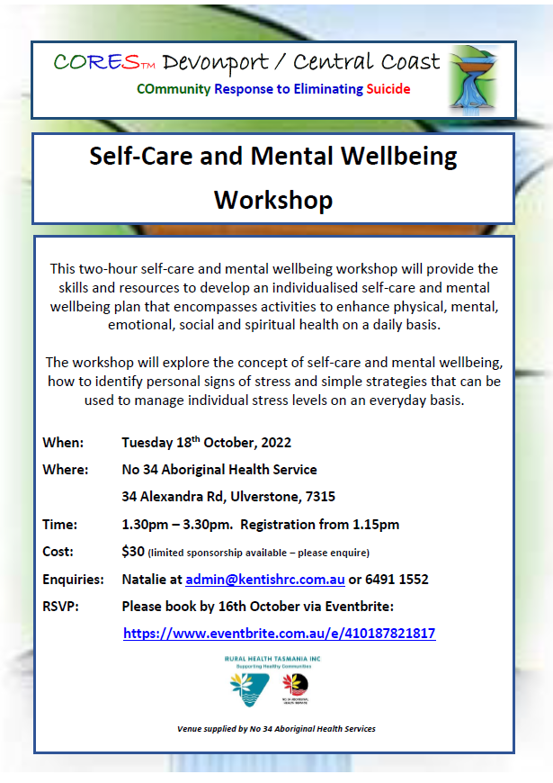 CORES Self-Care and Mental Wellbeing Ulverstone October