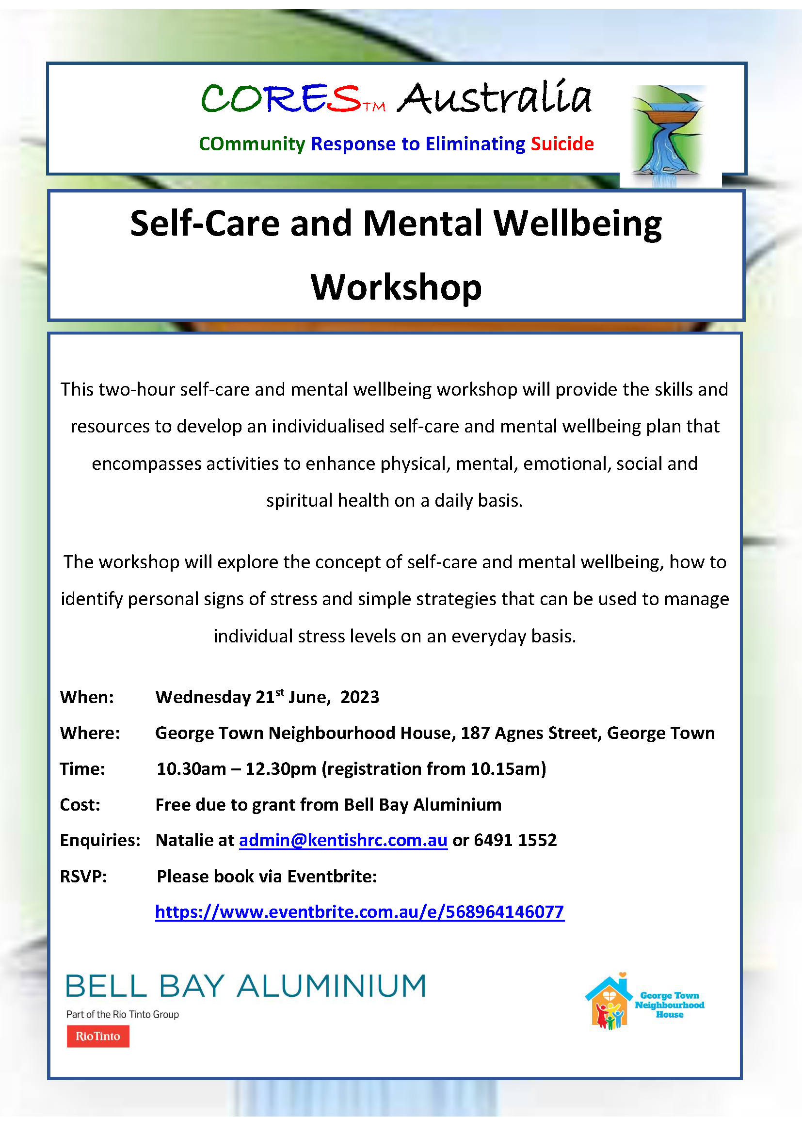 CORES Self-Care and Mental Wellbeing George Town June 2023